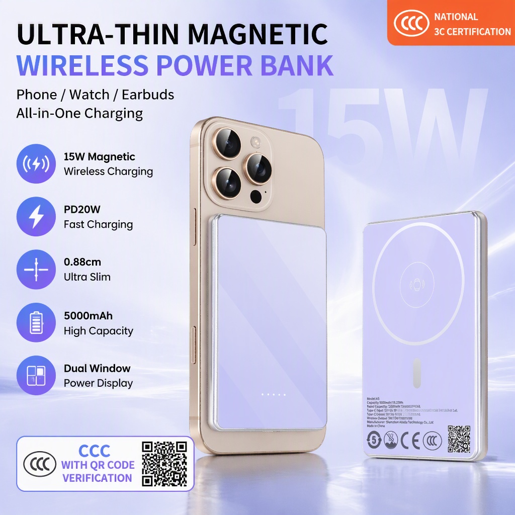 Wireless Charger Watch - [CCC With QR code] 5000mAh Ultra
