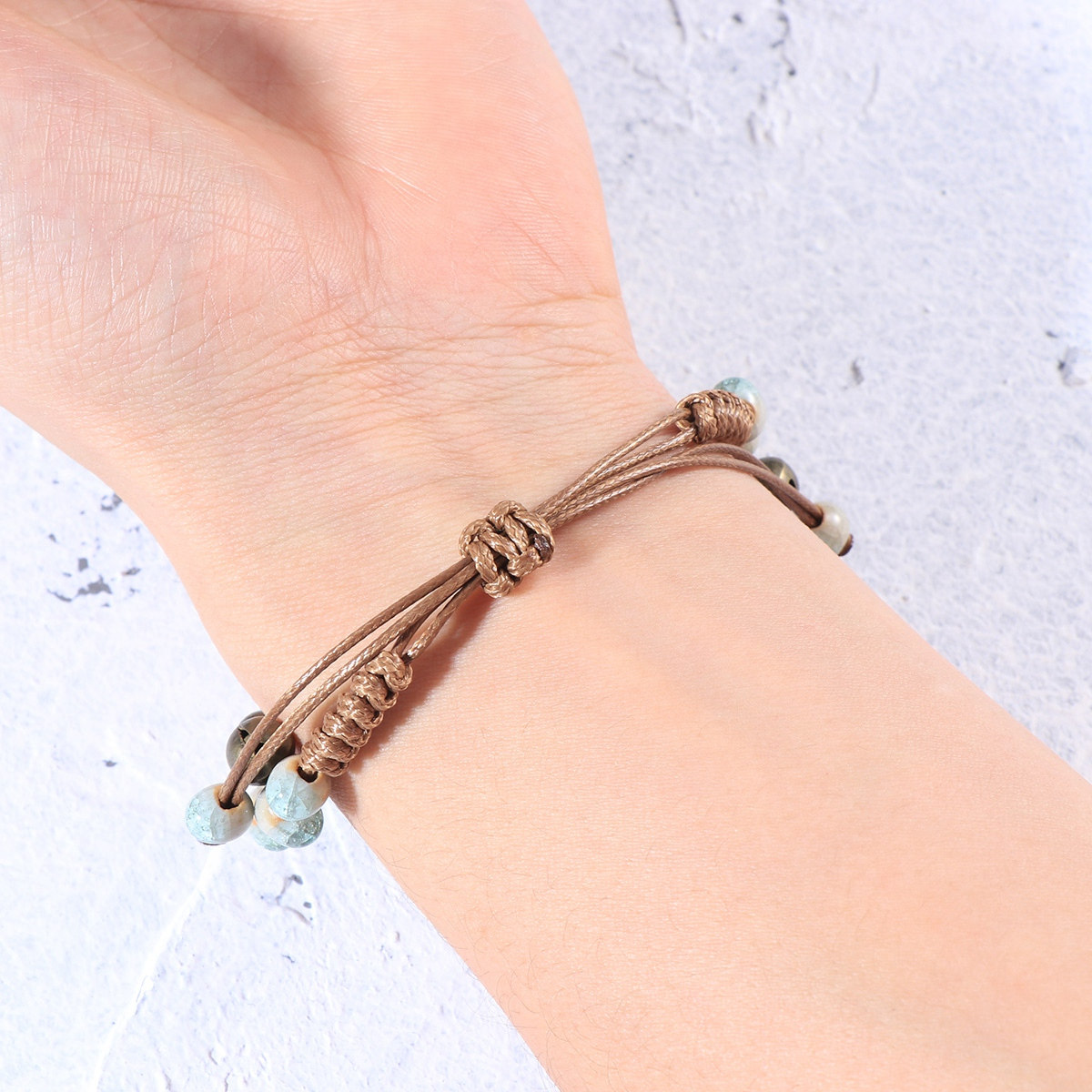 Ceramic Link Bracelet - Light Blue Retro Woven Bracelet Bohemia