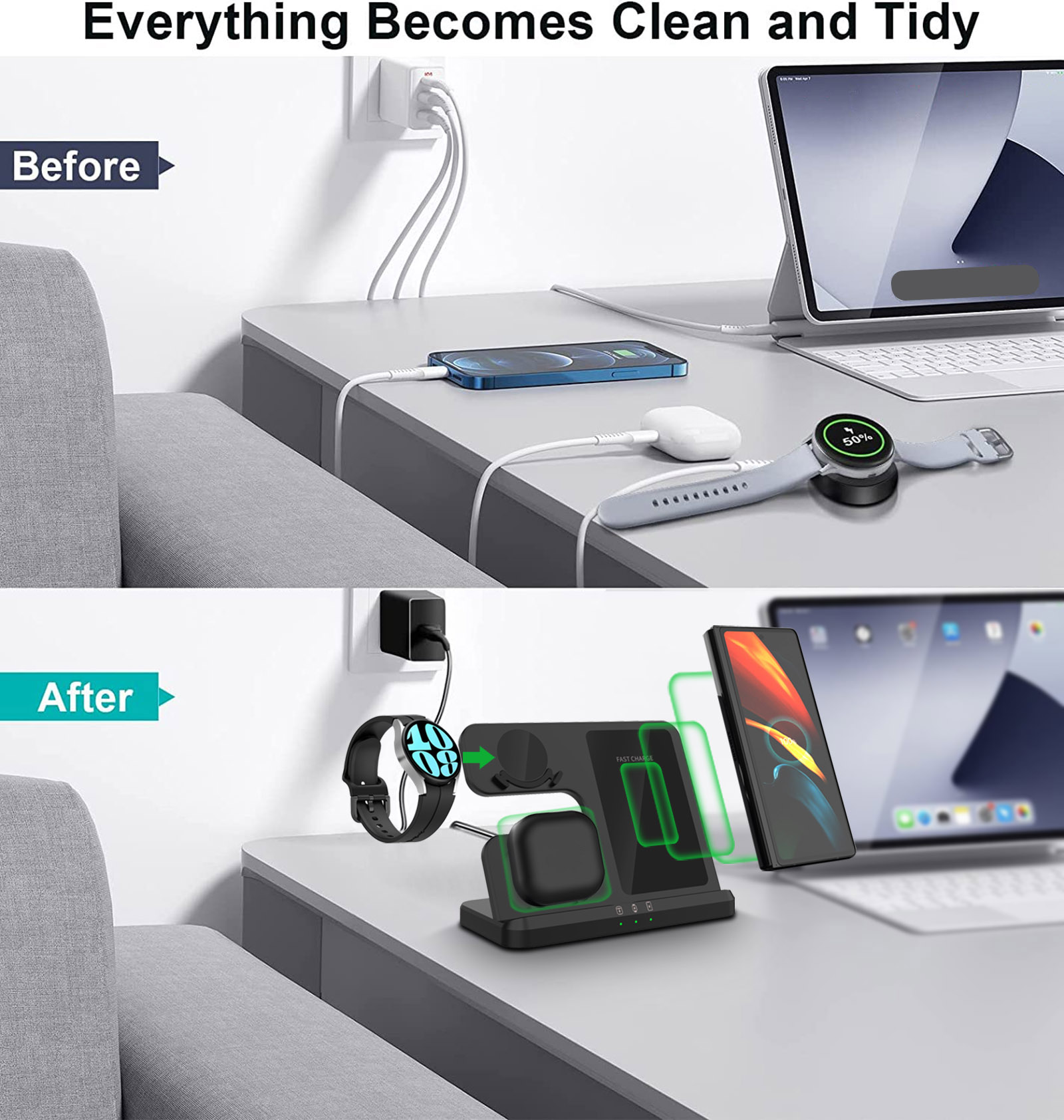 Wireless Charger 3 In 1 Stand  - Smartwatch Ac recension och pris
