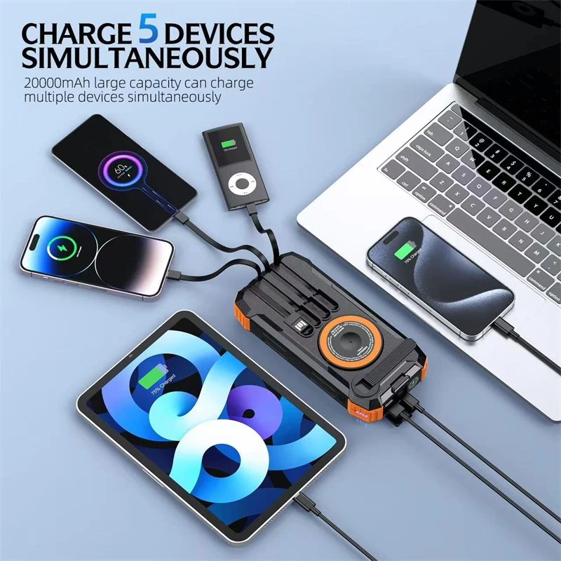 20000mAh Solar Power Bank with - Wireless Charger Watch recension och pris